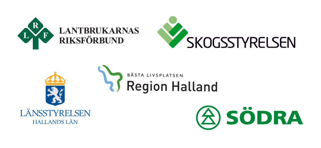 Logotyper för LRF, Skogsstyrelsen, Region Halland, Länsstyrelsen Halland och Södra.